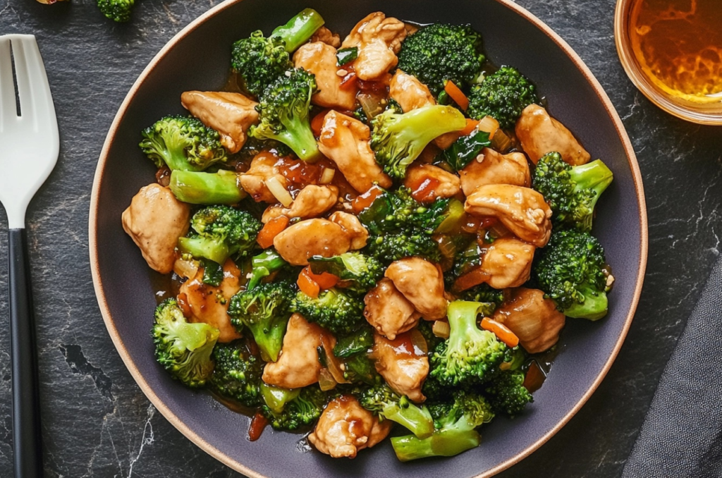 A vibrant dish of Broccoli and Chicken Stir-Fry with fresh vegetables and a savory sauce.