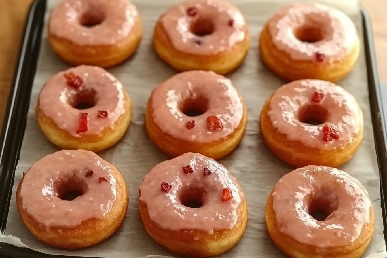 Strawberry Cake Donuts steps