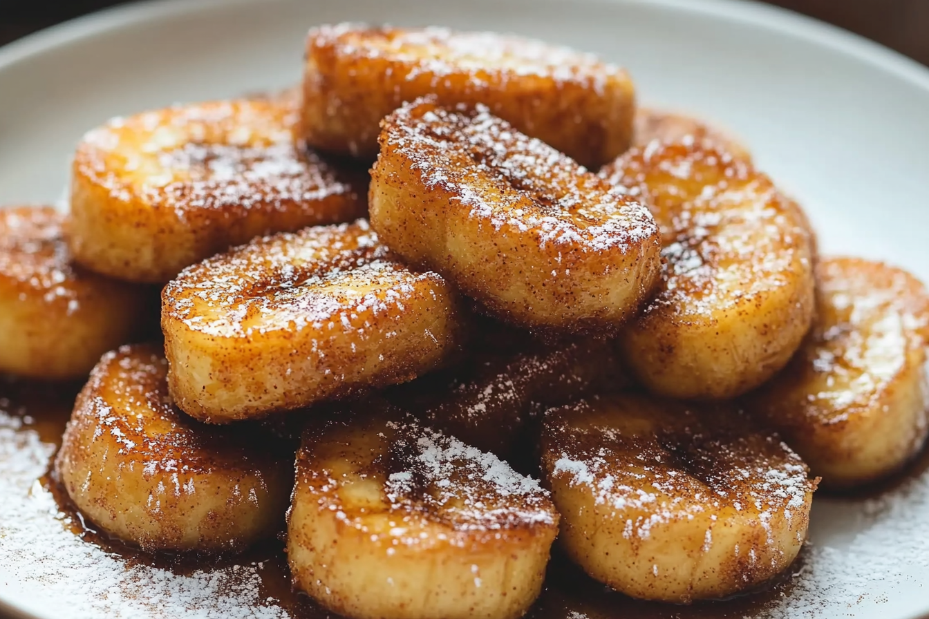 Pan Fried Cinnamon Bananas with Honey and Butter in a frying pan