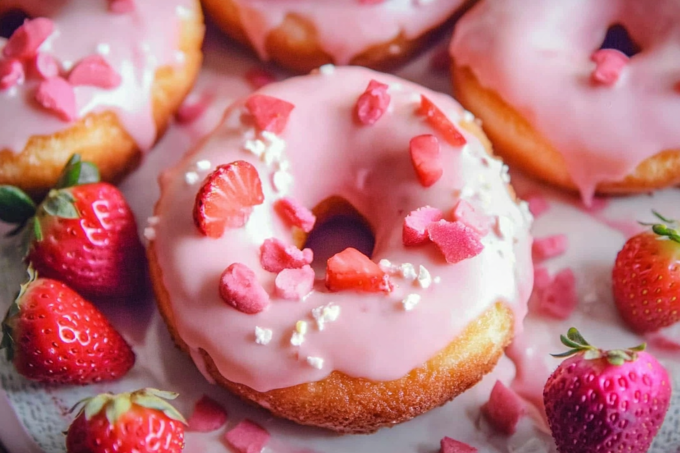 Strawberry Cake Donuts final result