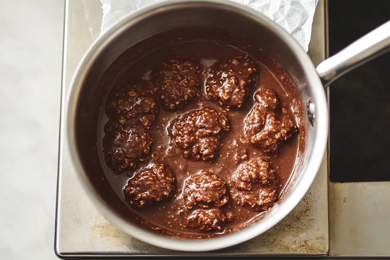 Delicious homemade no bake cookies made with peanut butter, chocolate, and oats