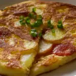 Spanish Omelette with potatoes and onions served in a skillet