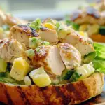 Hawaiian Chicken Salad served in croissants with pineapple and jalapeño for a tropical twist.