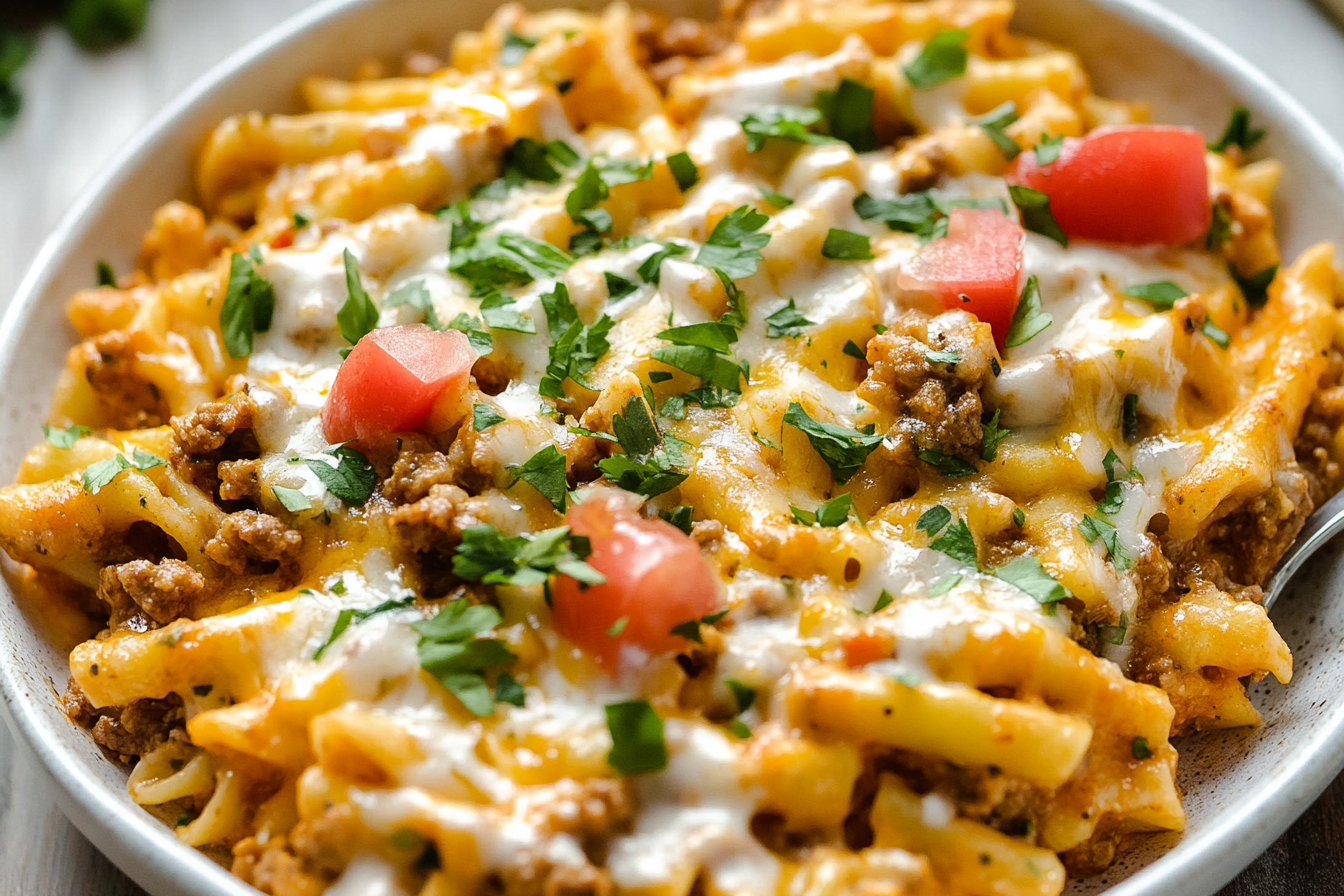 cheddar-ranch-ground-beef-pasta