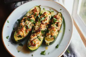 Ricotta Stuffed Zucchini Boats