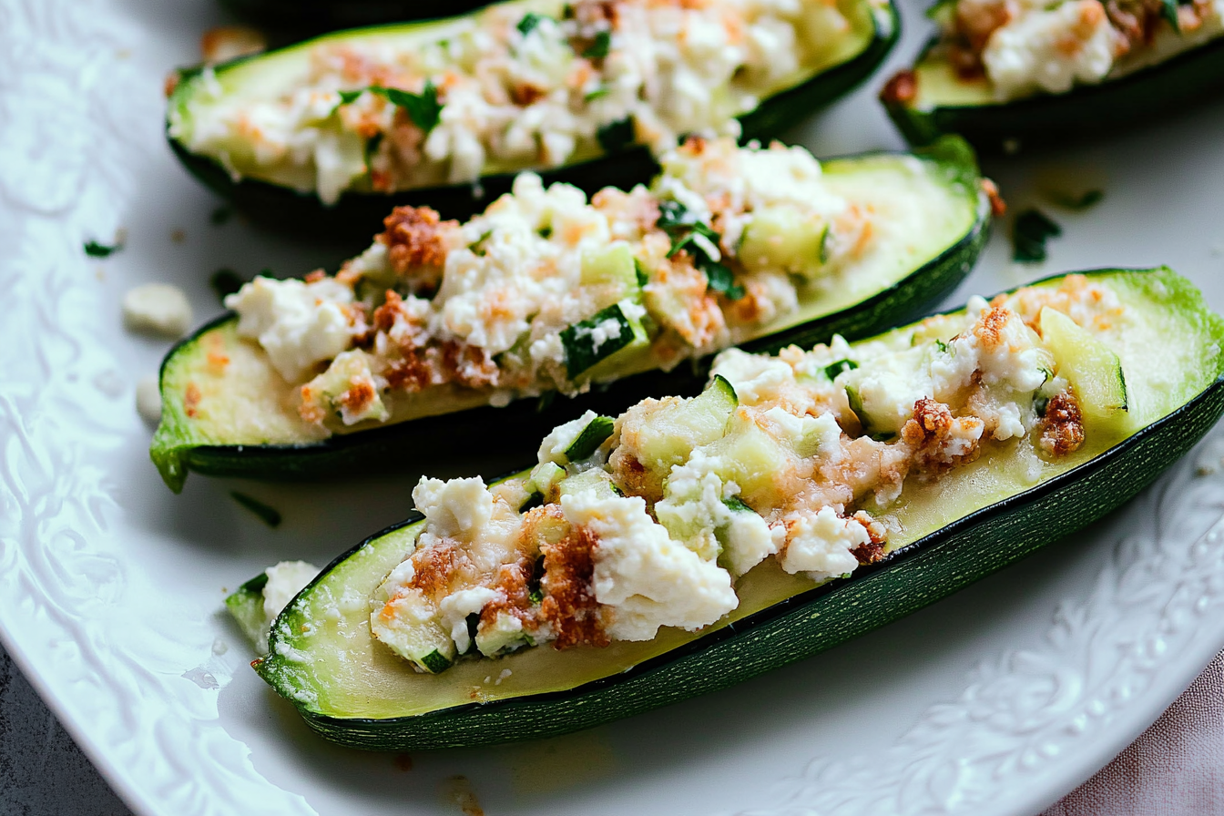 Ricotta Stuffed Zucchini Boats