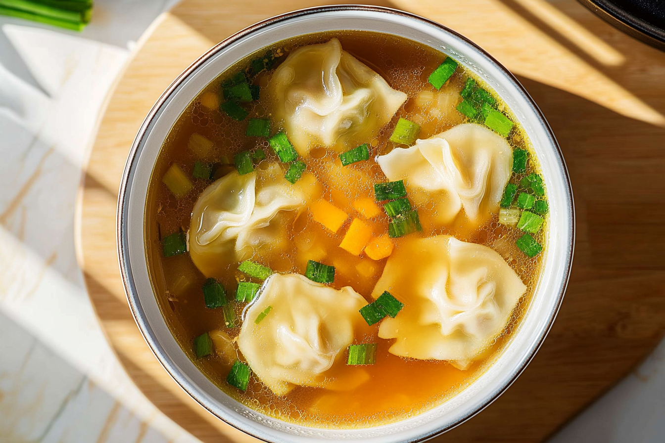 Potsticker Soup with Mushrooms and Bok Choy