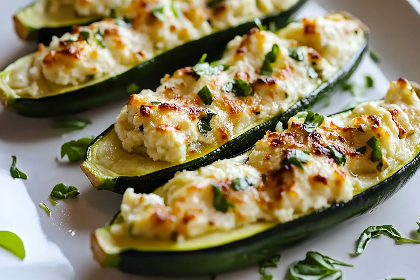 Ricotta Stuffed Zucchini Boats