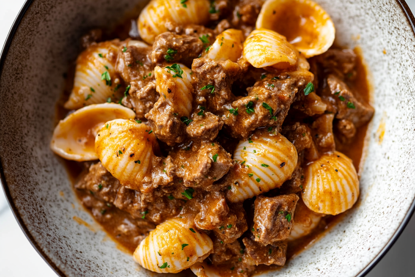 Creamy Beef and Shells