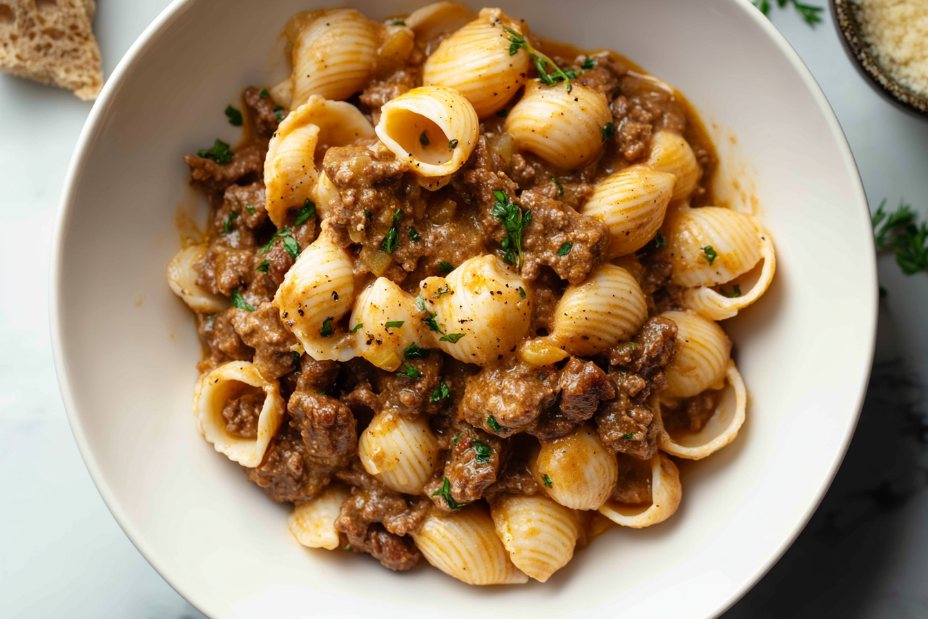 Creamy Beef and Shells