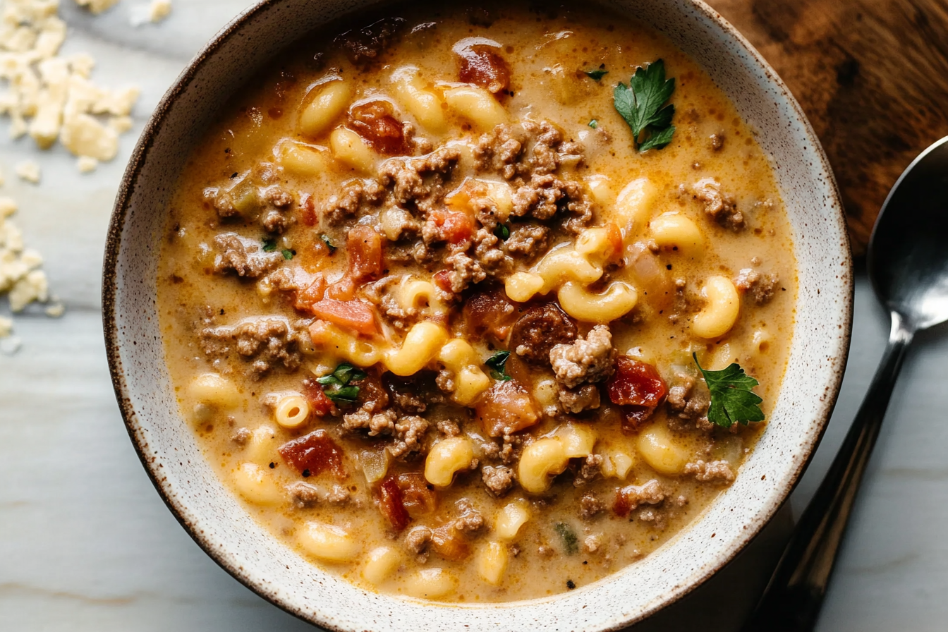 Macaroni Cheeseburger Soup