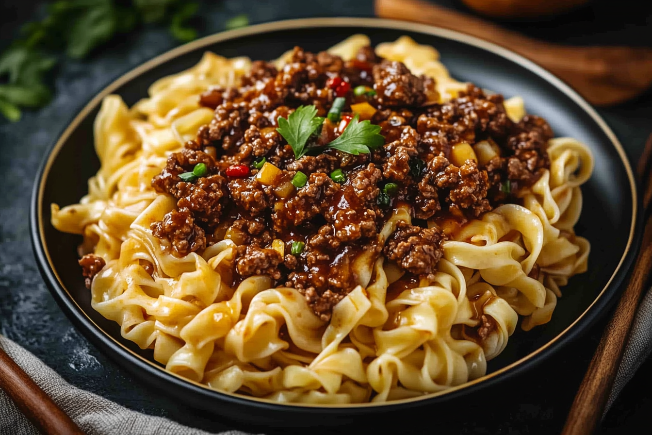 Mongolian Ground Beef Noodles