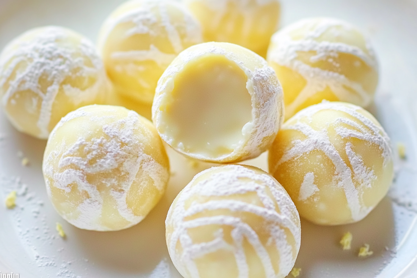 For an extra pop of flavor, you can drizzle some melted white chocolate over the truffles after they’ve been coated in powdered sugar. These truffles are quite rich, so feel free to make them smaller if you want to serve them as bite-sized treats at a party. White Chocolate Lemon Truffles