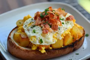 Cheesy Potato Egg Scramble