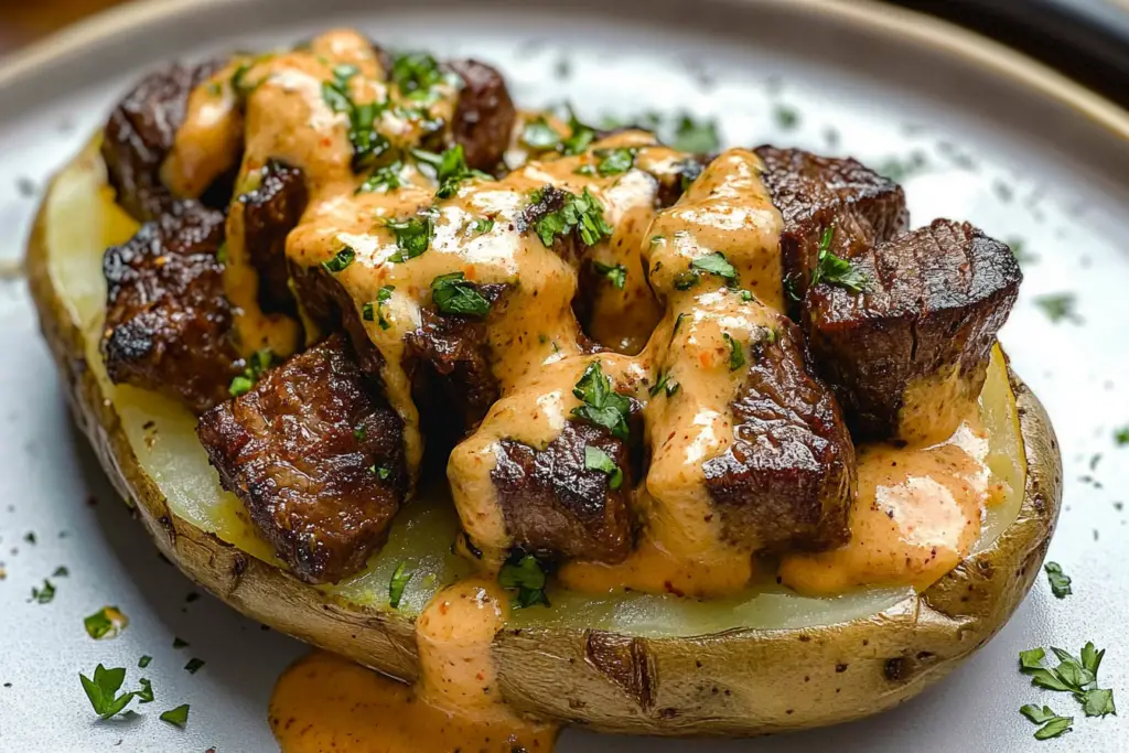 Baked Potato with Steak Bites