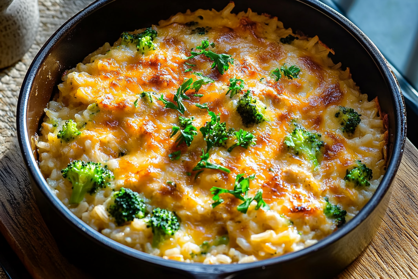 Broccoli, Rice, Cheese, and Chicken Casserole