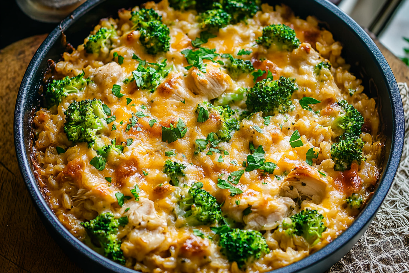 Broccoli, Rice, Cheese, and Chicken Casserole