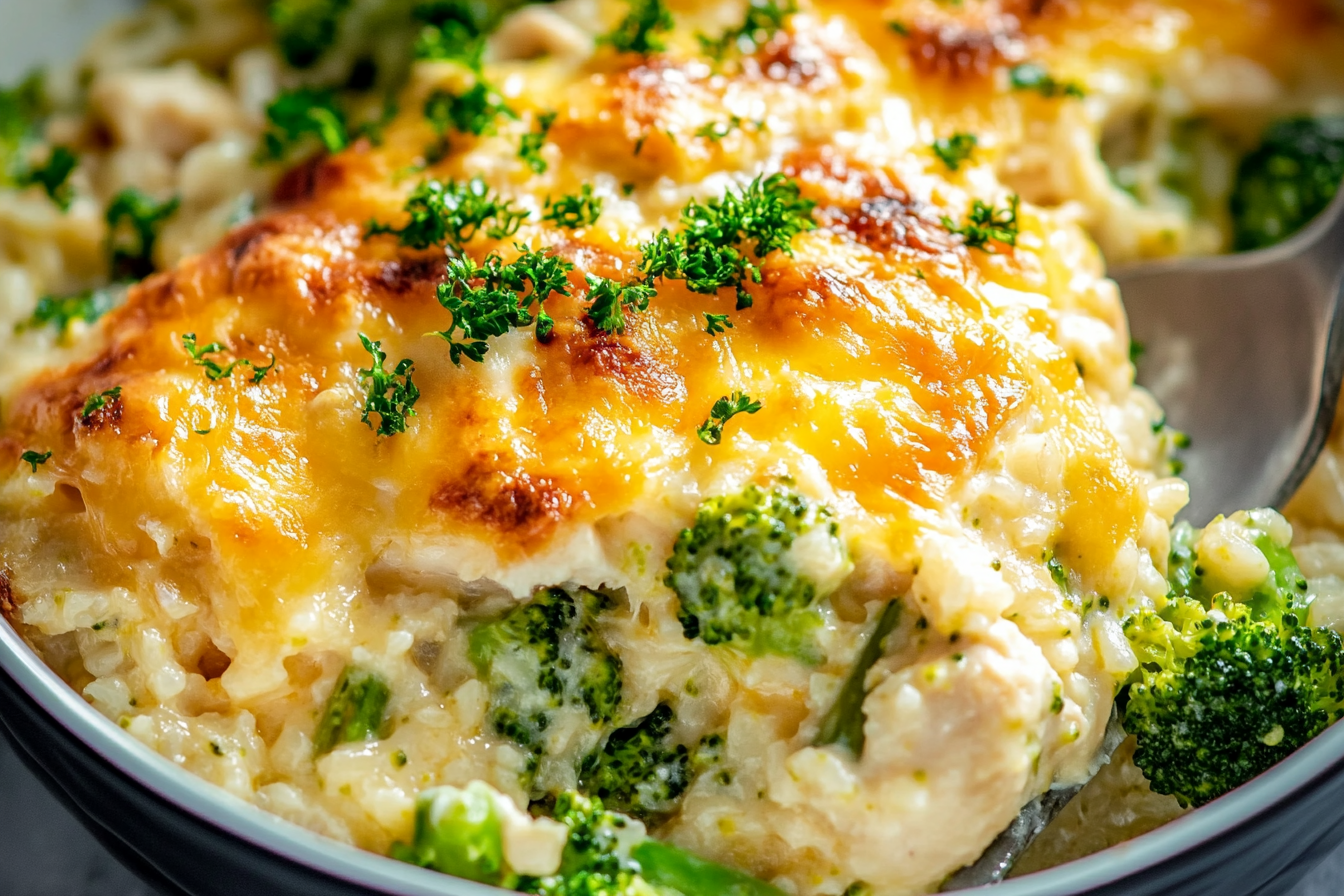 Broccoli, Rice, Cheese, and Chicken Casserole