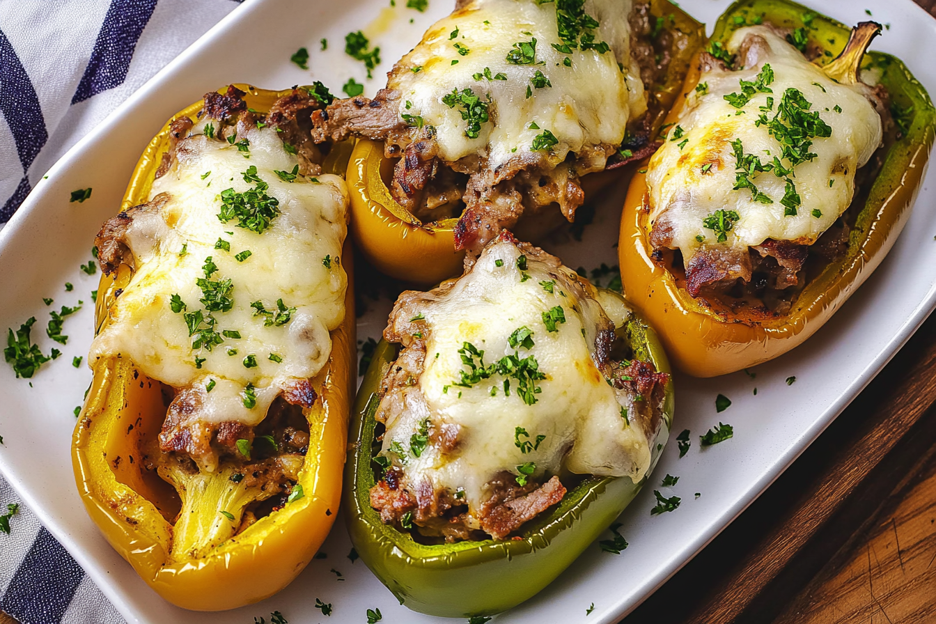 Philly Cheesesteak Loaded Stuffed Peppers