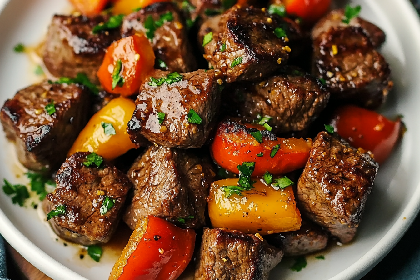 Air Fryer Honey Garlic Steak Sweet Pepper Bites