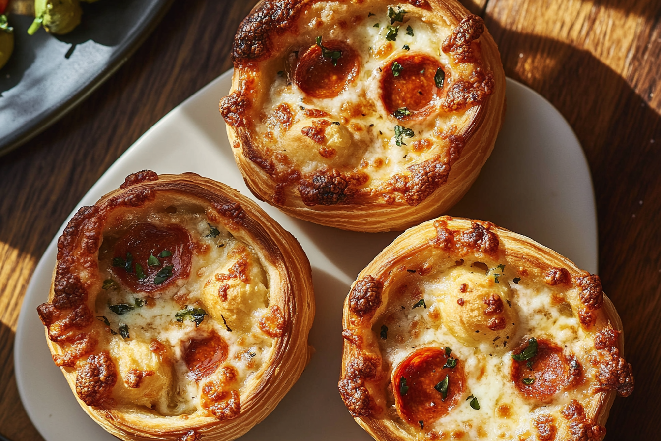 Mini Deep Dish Crescent Roll Pizzas

