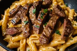One-Skillet Creamy BBQ Ranch Steak Pasta