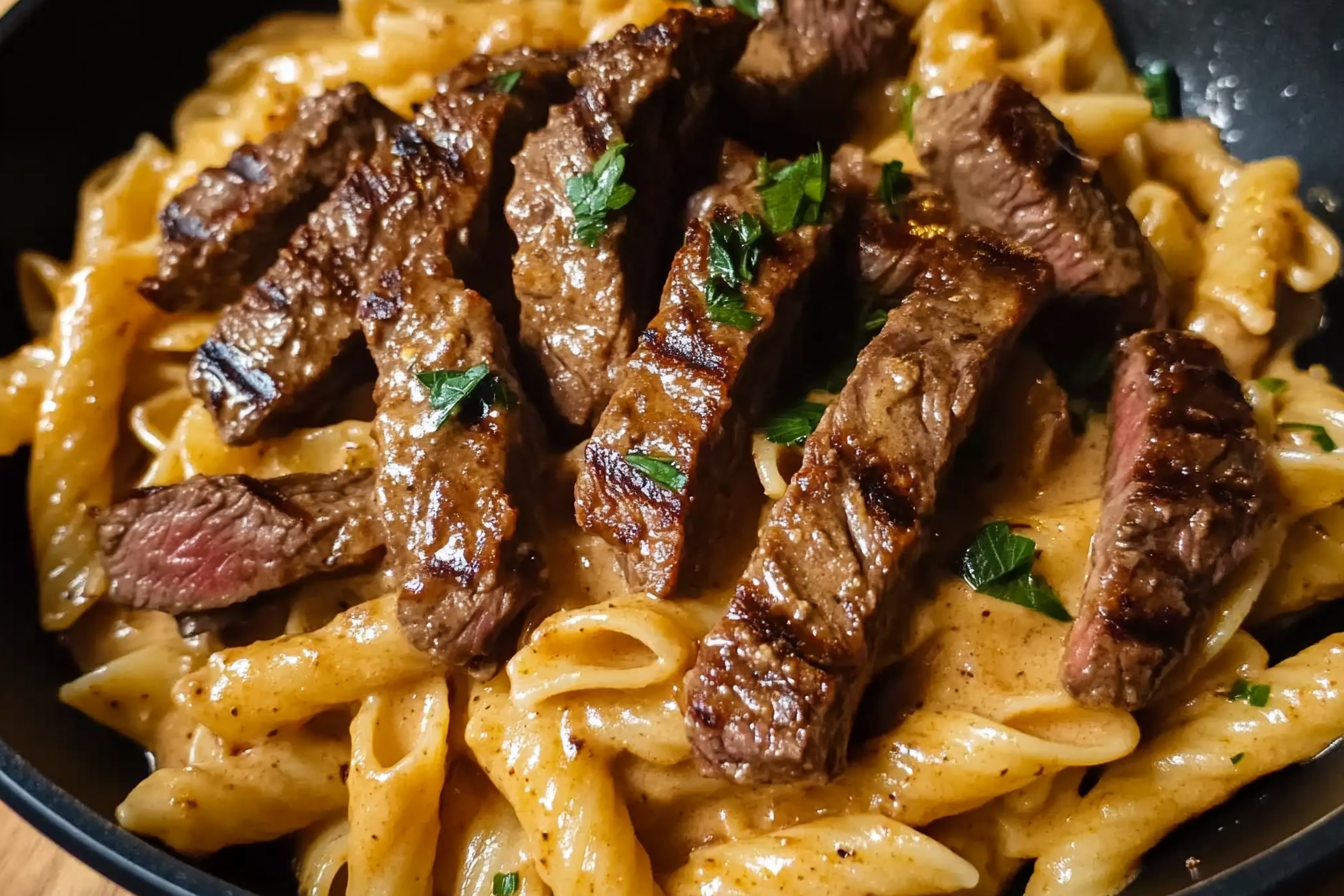 One-Skillet Creamy BBQ Ranch Steak Pasta