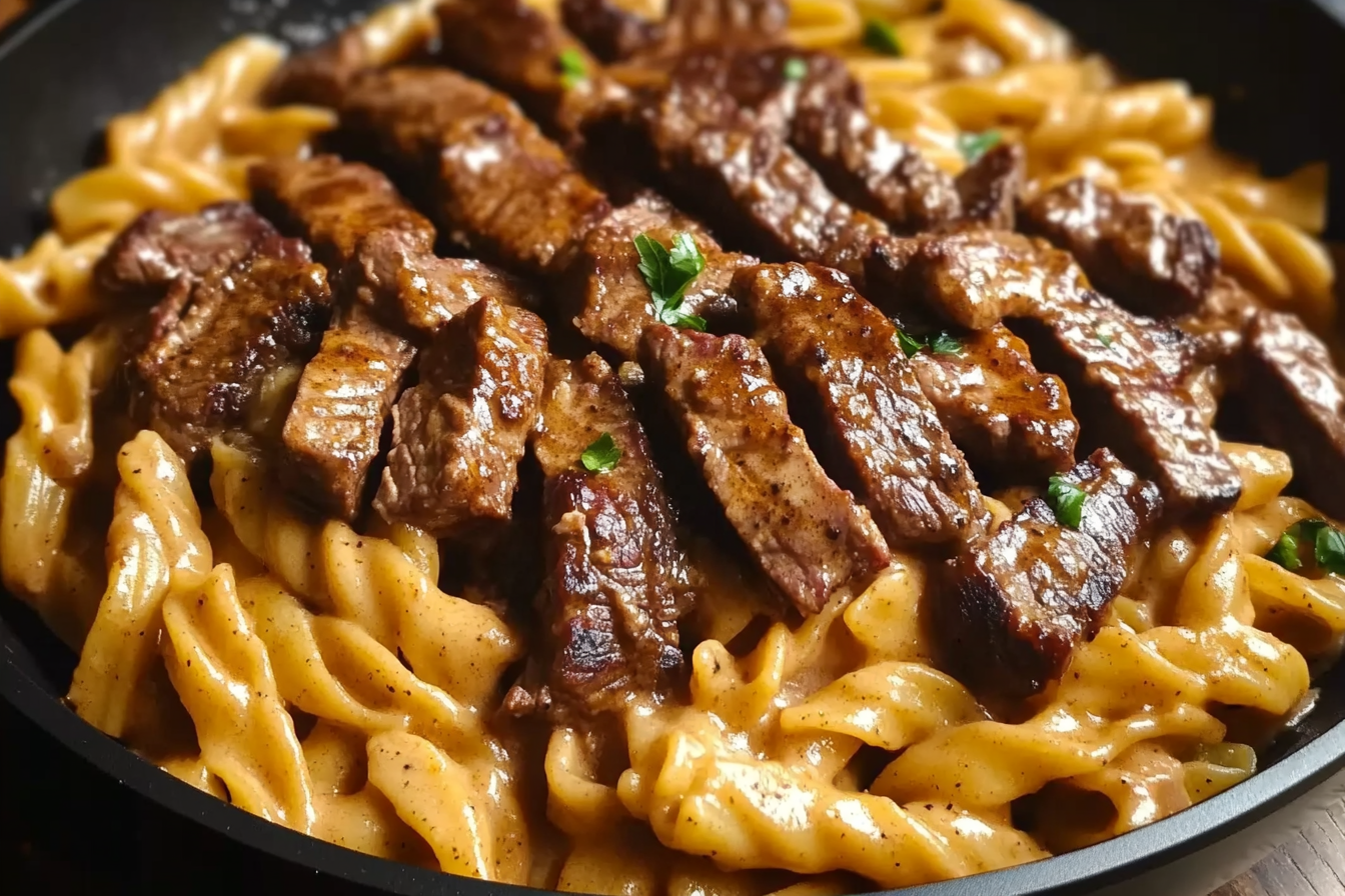 One-Skillet Creamy BBQ Ranch Steak Pasta