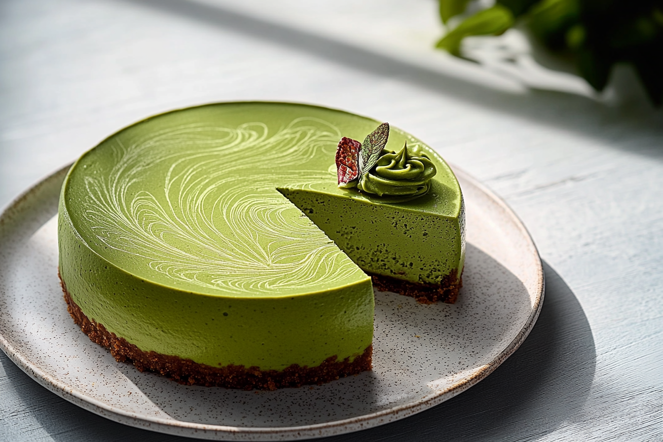 No-Bake Matcha Tofu Cheesecake
