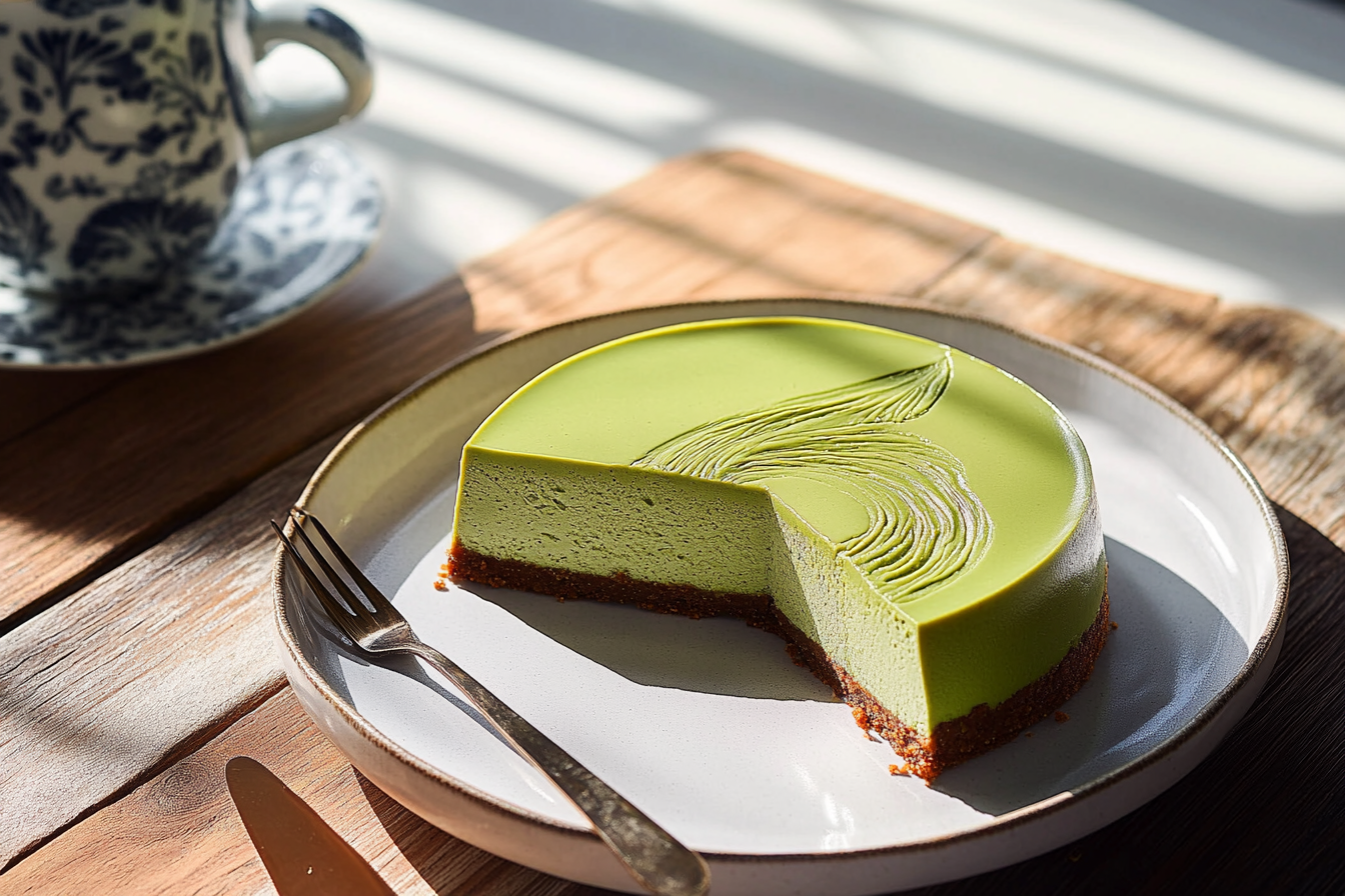 No-Bake Matcha Tofu Cheesecake