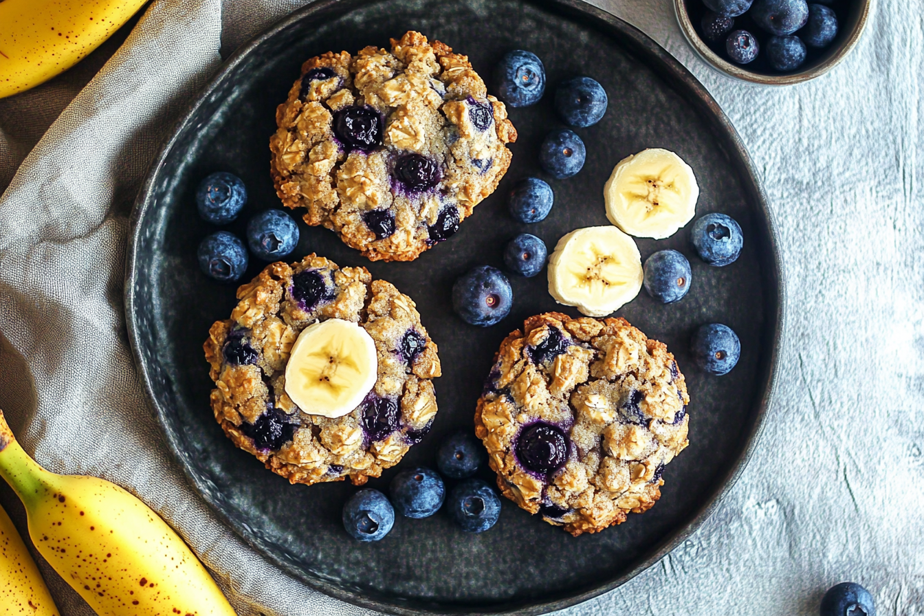 Banana Blueberry Breakfast Cookies