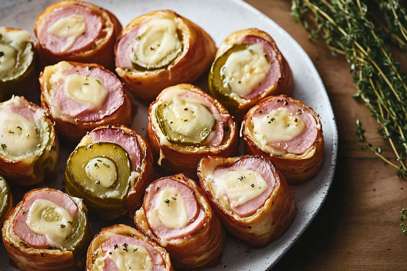 Ham and Cheese Pickle Rolls