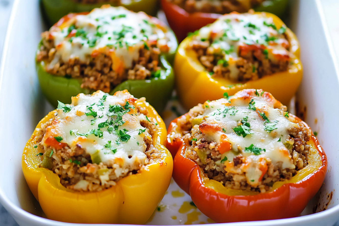 Stuffed Bell Peppers with Ground Turkey and Brown Rice