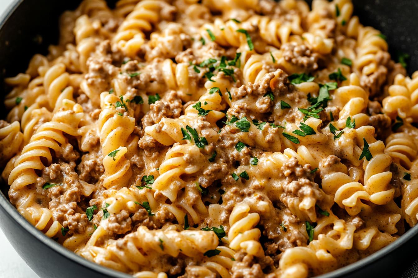 Stovetop Creamy Ground Beef Pasta