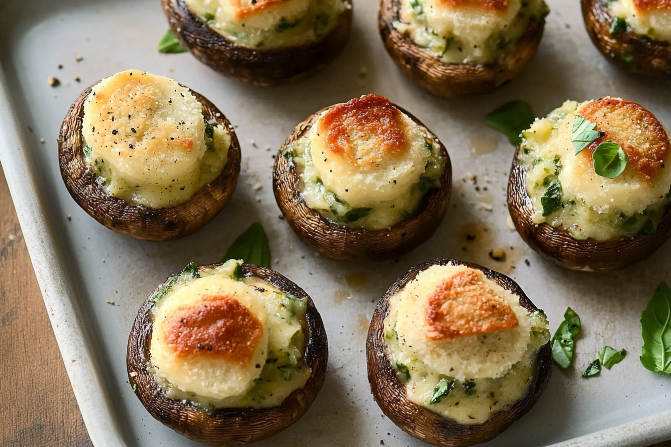Stuffed Asiago-Basil Mushrooms