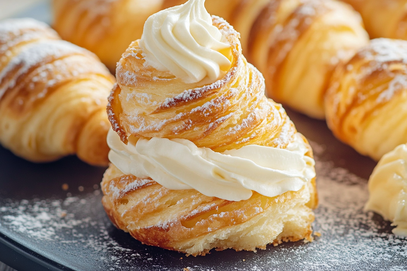 Puff Pastry Cream Horns