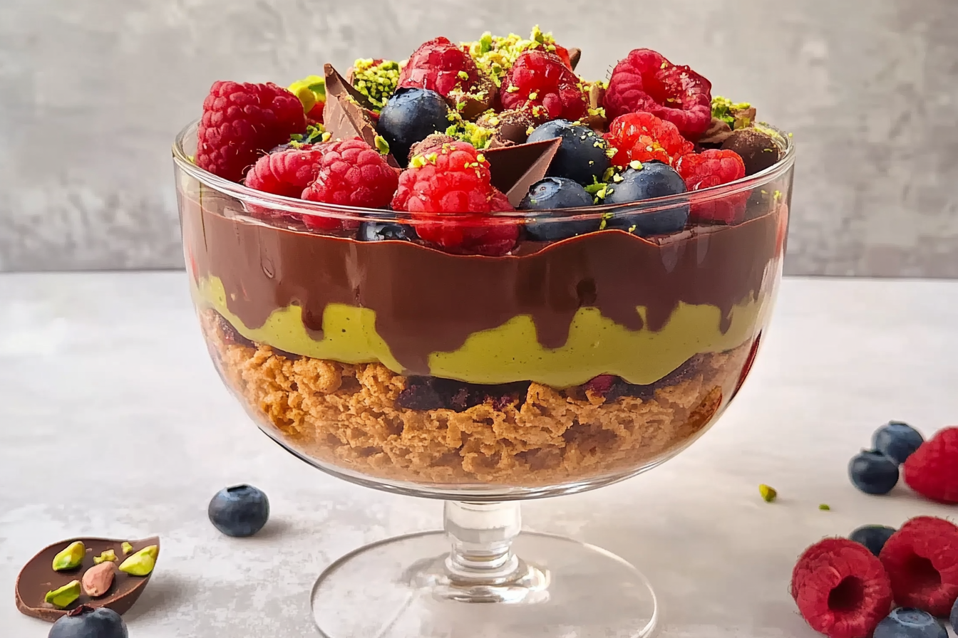 Dubai Chocolate Berry Trifle