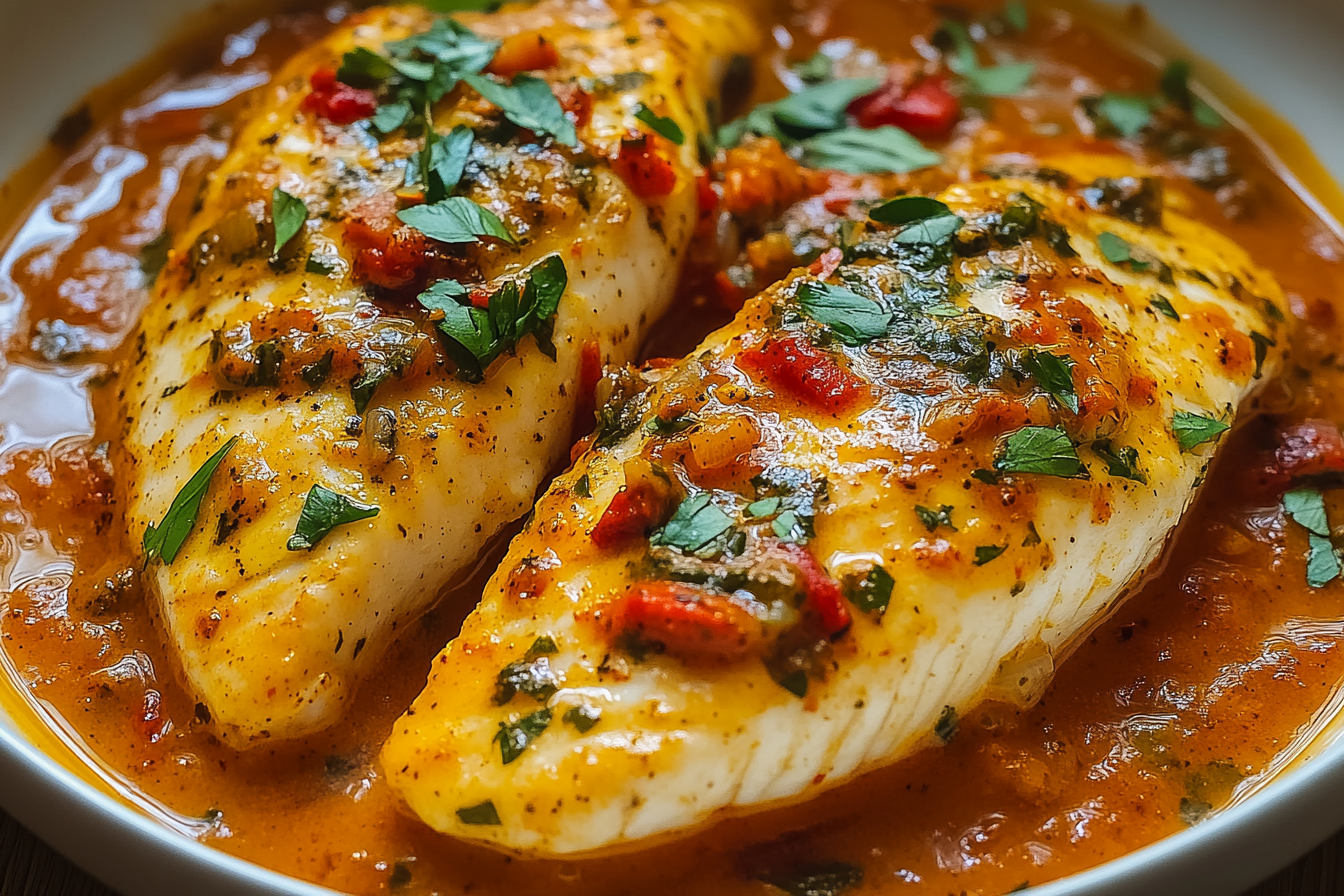 Tilapia in Roasted Pepper Sauce