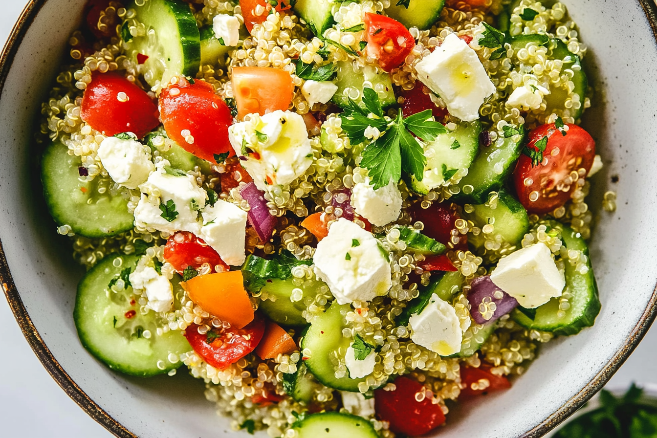 Greek Quinoa Salad with Feta and Cucumbers