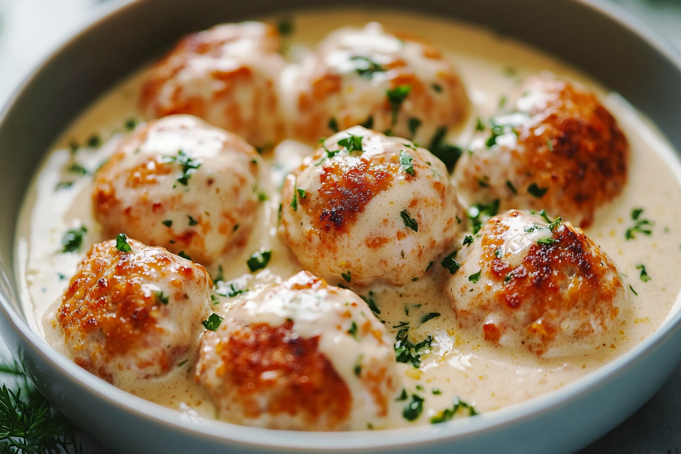 Salmon Meatballs with Dijon Lemon Sauce