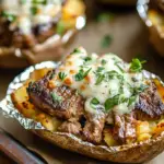 Loaded Steak Stuffed Baked Potatoes