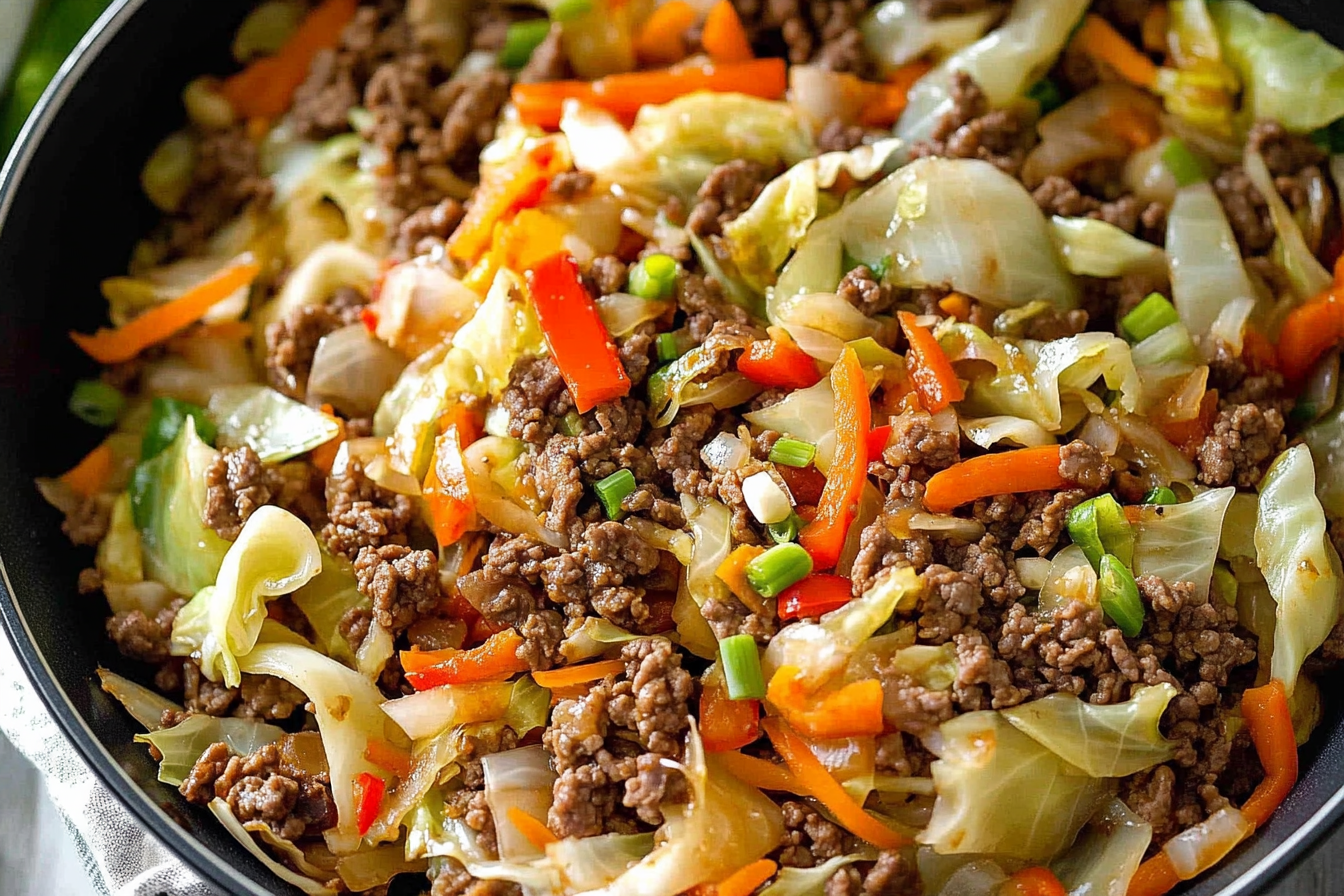Easy Chinese Ground Beef and Cabbage Stir Fry