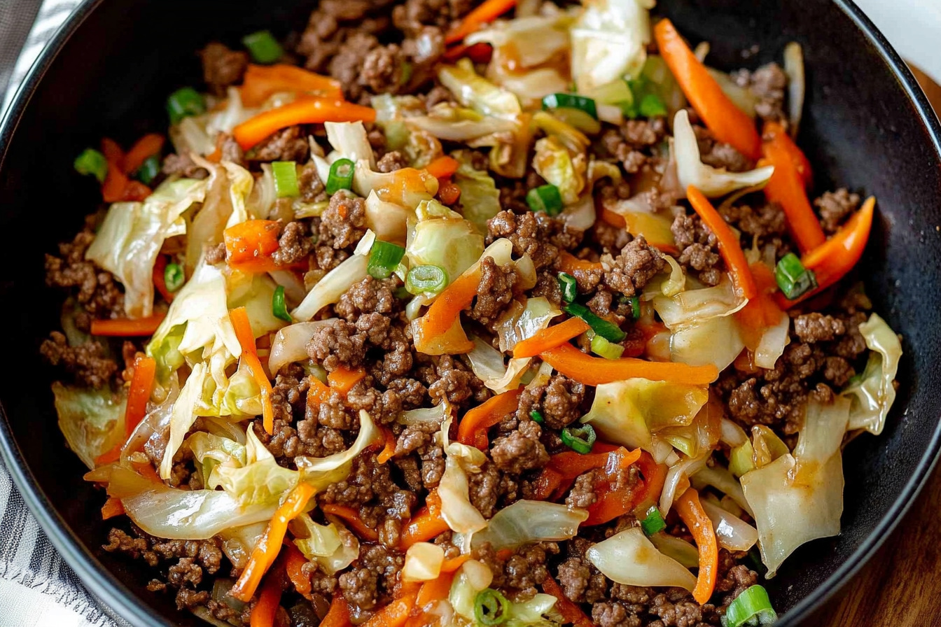 Easy Chinese Ground Beef and Cabbage Stir Fry