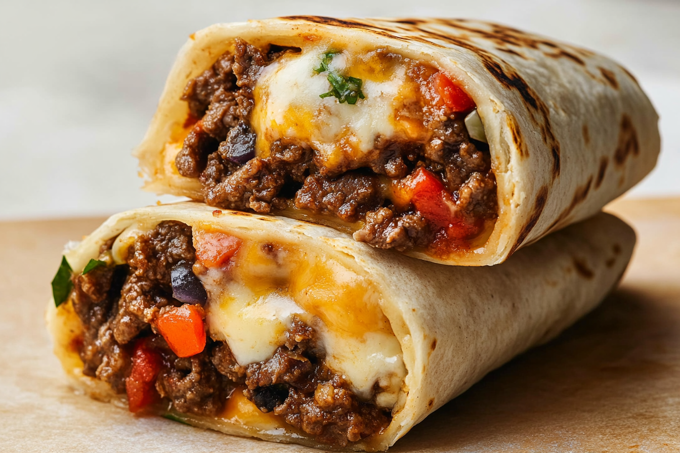 Cheesy Beef Burritos