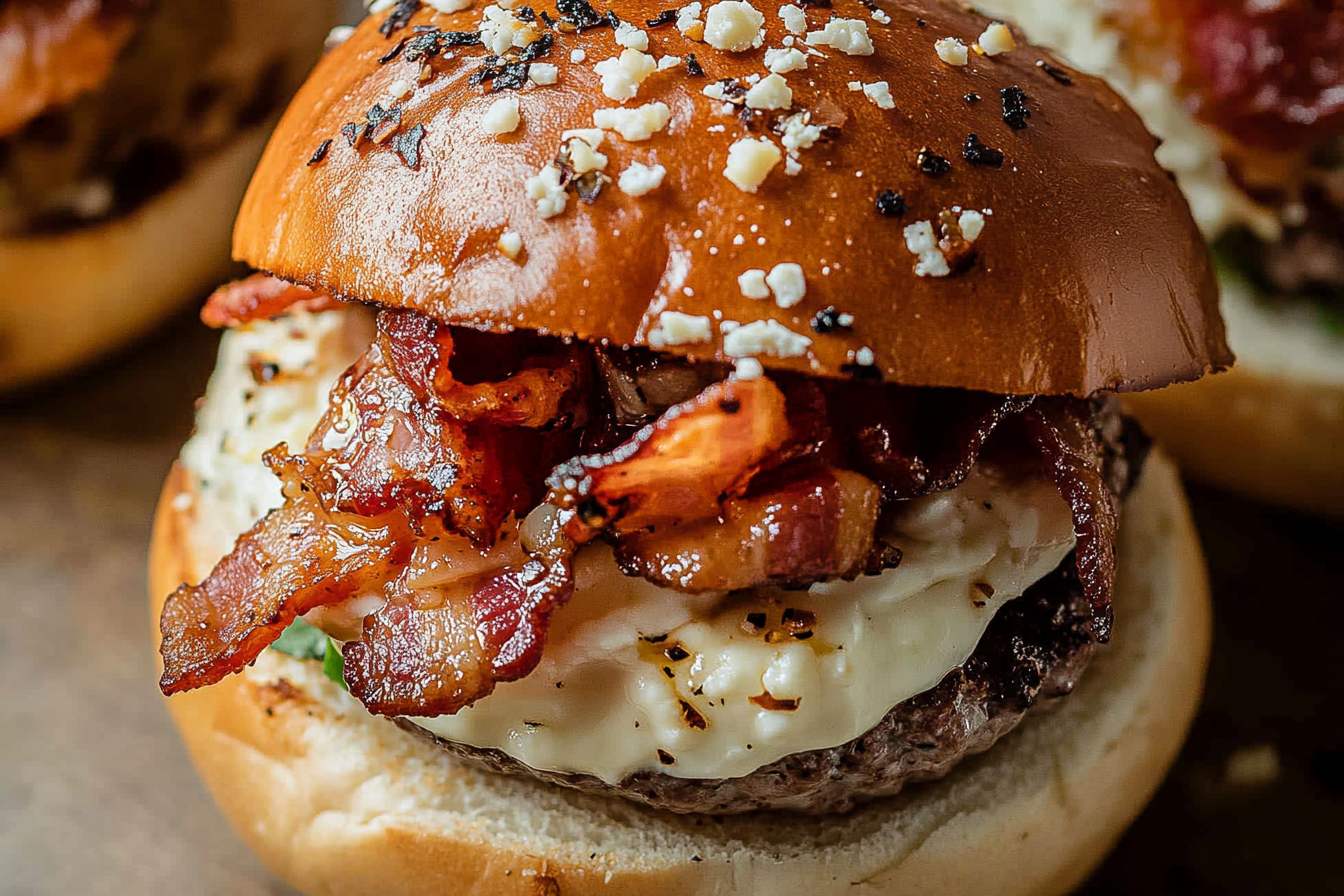 Whipped Feta & Garlic Butter Bacon Smash Burgers Recipe: A Flavor Explosion