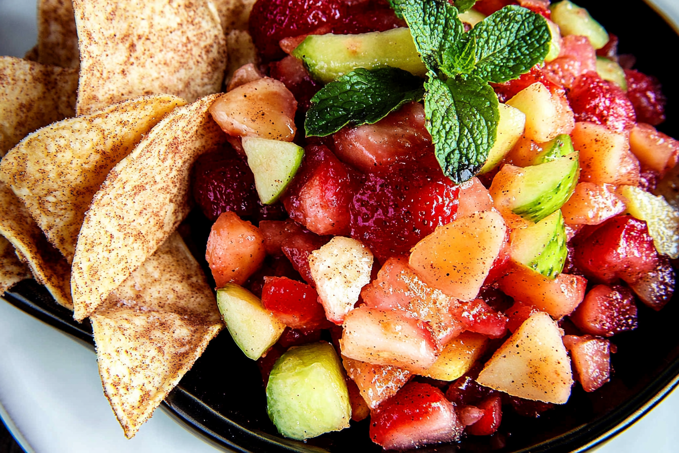 Fruit Salsa with Cinnamon Sugar Chips