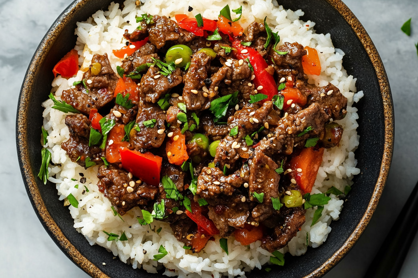 Beef and Pepper Rice Bowl Beef and Pepper Rice Bowl