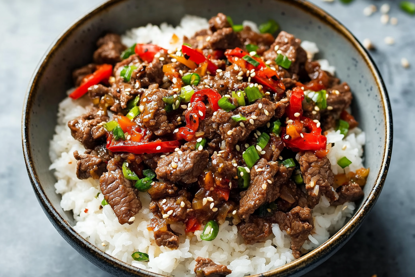 Beef and Pepper Rice Bowl