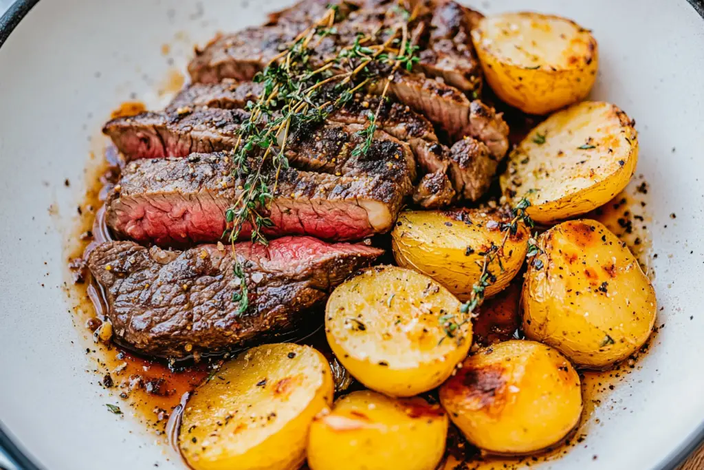 Pan-Fried Garlic Steak and Potatoes