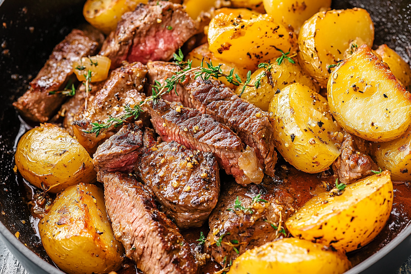 Juicy Pan-Fried Garlic Steak and Potatoes Recipe Outline 